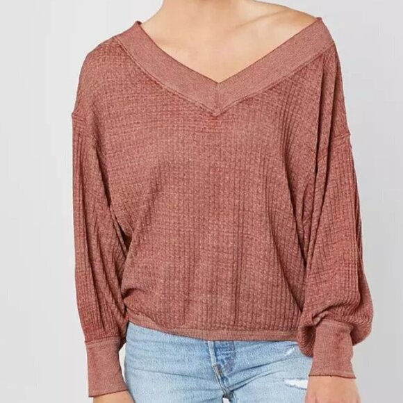 Free People Size Small Cinnamon South Side Thermal Top - Picture 2 of 7